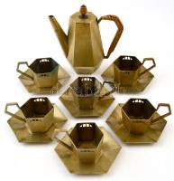 Argentor 6 személyes fém kávés készlet, jelzett, d: 5 és 10 cm m: 13 cm