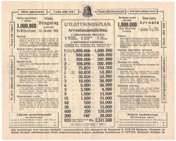 Budapest 1913. "A Magyar Jelzálog-Hitelbank" nyeremény-kötvénye 1.000.000K-ról (3x) svéd (...