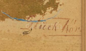 Glück Károly: Vízimalom. Akvarell, papír. Sérült. Jelzett. 23x28 cm Üvegezett keretben