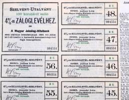 7db klf részvény, kötvény, közte Dés 1898. "Deési Hitelbank Részvény-Társaság" részvénye 2...