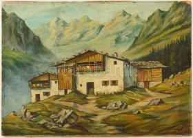 S. Ludwig jelzéssel: Alpesi ház. Olaj, karton. 38x58 cm