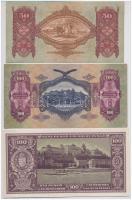 1930. 100P középen egy hajtás + 1932. 50P + 1945. 100P hajtatlan T:I,II,III