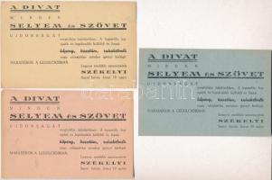 5 db RÉGI magyar reklám motívum képeslap: Székelyi Sándor selyem és szövet. Budapest, Szent István körút 19. / 5 pre-1945 Hungarian advertising motive postcards