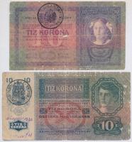 1904. 10K + 1913. 20K + 1913. 20K II. kiadás + 1914. 50K + 1915. 10K, mindegyik román felülbélyegzés...