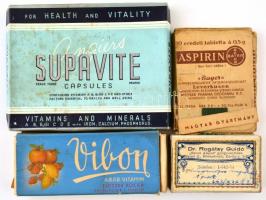 4 db doboz (Vibon, Aspirin, Supavite, Dr. Rogátsy Guidó)