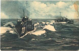 1914 Torpedodepeschenboot während der Herbstmanöver 1910 / WWI Imperial German Navy, torpedo boats 73 and 69. Deutsche Flotten-Verein (fl)