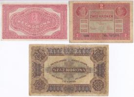 1917. 2K olvashatatlan felülbélyegzéssel + 1920. 2K "2ab" + 1920. 100K "28. Juli 1923...