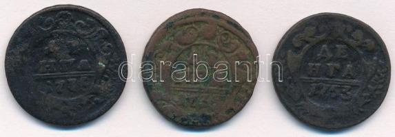 Orosz Birodalom 1735. Denga (1/2k) Cu (2x) + 1753. Denga (1/2k) Cu T:3
Russian Empire 1735. Denga (...