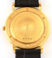 Arany(Au) 14K Tissot karóra, kvarc, jelzett, dátumkijelzővel, bőr szíjjal, működik, jó állapotban, d...