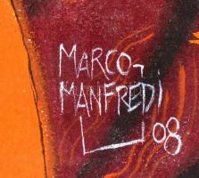 Marco Manfredi: Club Unique. Akril, vászon. Keretben. 35x44 cm