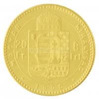 1890KB 8Ft/20Fr Au "Ferenc József / Fiume címer" (6,46g/0.900) T:2 
Hungary 1890KB 8 Fori...