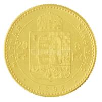 1892KB 8Ft/20Fr Au "Ferenc József / Fiume címer" Körmöcbánya (6,46g/0.900) T:2  / Hungary ...
