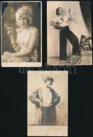 cca 1930 Az emancipáció biztos jele, cigarettázó hölgyek, 5 db vintage fotó, 13x9 cm és 18x13 cm között