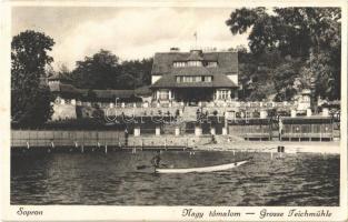 1933 Sopron, Nagy tómalom, evezős csónak, vízimentő