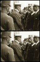 cca 1935 Horthy Miklós kormányzó egy mozgófilm negatívján, 9 db vintage negatív 18x24 mm, a filmcsík...