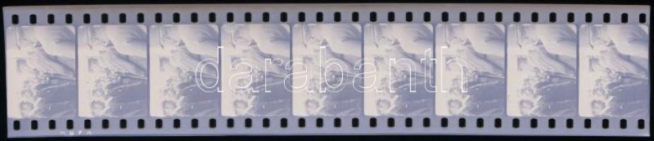 cca 1935 Horthy Miklós kormányzó egy mozgófilm negatívján, 9 db vintage negatív 18x24 mm, a filmcsík...