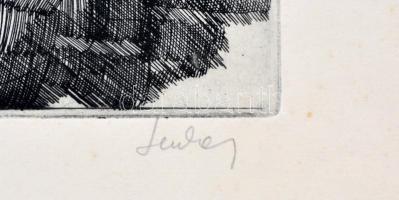 Lenkey Zoltán (1936-1983): Külszíni bánya. Rézkarc, papír, jelzett, szélén kis szakadás, 29×40 cm