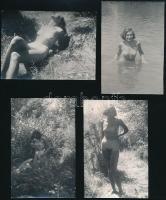 cca 1960 4 db erotikus fotó meztelen hölgyről, 11x7 cm és 11,5x7,5 cm