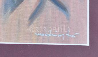 Macskássy Izolda (1945- ): Virágcsendélet, vegyes technika, selyempapír, jelzett, üvegezett keretben...