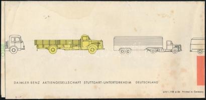 cca 1950-1960 Mercedes tehergépkocsi prospektus, német nyelven. Stuttgart-Untertürkheim, Daimler-Ben...