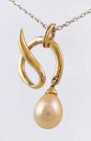 Aranyozott ezüst(Ag) nyaklánc, gyöngyös medállal, jelzett, h: 44 cm, 3×1,5 cm, bruttó: 4,6 g