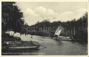 1934 Kelaniya (Ceylon), padda boat and river scene (Rb)