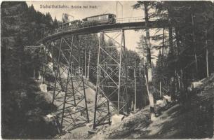 Stubaitalbahn, Brücke bei Kreit /  narrow gauge railway bridge, train (EK)