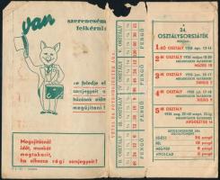 cca 1935 Benkő Bank Rt. osztálysorsjáték sorsjegy tokja, szakadozott, sérült, kissé hiányos