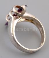 Ezüst(Ag) gyűrű, ametiszttel, jelzett, méret: 52, nettó: 5,8 g