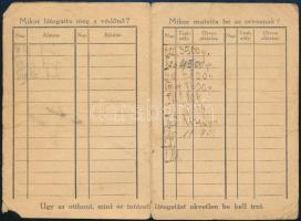 1933 Országos Stefánia Szövetség 241.sz anya- és csecsemővédő-intézet látogatójegye/igazolványa