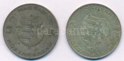 1947. 5Ft Ag "Kossuth" (2x) T:2-,3 patina
Adamo F8.1