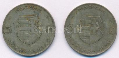 1947. 5Ft Ag "Kossuth" (2x) T:2- patina
Adamo F8.1