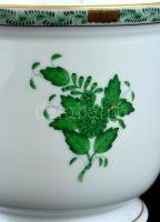 Herendi Apponyi mintás porcelán kaspó, kézzel festett, jelzett, hibátlan, m: 13 cm, d: 14 cm