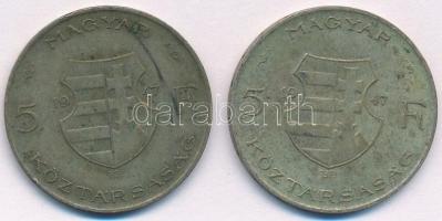 1947. 5Ft Ag "Kossuth" (2x) T:2-,3 patina ph. Adamo F8.1
