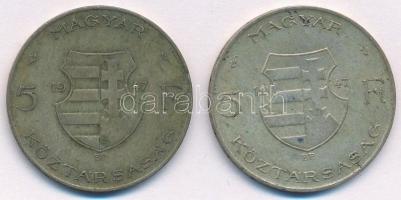 1947. 5Ft Ag "Kossuth" (2x) T:2-,3 patina kis ph. Adamo F8.1