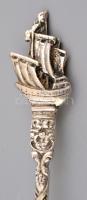 Ezüst(Ag) hajós szardíniás villa, jelzett, h: 12,3 cm, nettó: 16,8 g