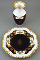 Reichenbach kínáló tál, d:31 cm, Váza. m: 23,5 cm , matricás, jelzett, hibátlanok