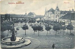 1912 Szentes, Piac tér, piaci árusok, Takarékpénztár, Kovács Sándor üzlete. Szilágyi Dezső kiadása (EK)