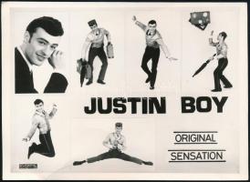cca 1950 Justin Boy Original Sensation előadás reklám fotója, Szipál fotó, a hátoldalán pecséttel jelzett, 12x17 cm