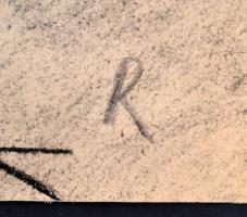 Rácz András (1926-2013): Virágzás. Szén, papír, jelzett. 30,5x40 cm Kis hiánnyal