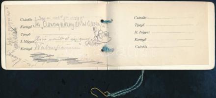 1922 Széchényi Bál díszes táncrendje, 1922. feb., ceruzás bejegyzésekkel, 8x12 cm