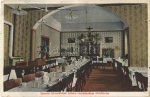 Kalocsa, Iskolanővérek Intézete Internátusának étkezőterme, belső - képeslapfüzetből / from postcard booklet (szakadás / tear)