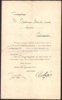 1908 MÁV mozdonyfűtők ls fűtőházi munkások koszorú- és zászlótársulata dísztaggá választó okmánya Dr. Rottman Elemér főorvosnak, aláírásokkal