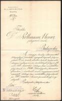 1900 MÁV Igazgatóság fejléces levele Dr. Rottmann Elemér pályaorvosnak, fizetés ügyében, pecséttel, aláírásokkal