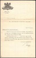 1914 Magyar Királyi Honvédelmi Miniszter fejléces levél Dr. Rottmann Elemér orvosnak