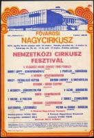 1974 Fővárosi Nagycirkusz Nemzetközi Cirkusz Fesztivál villamosplakátja, Bp. Magyar Hírdető, szakadt, a hátoldalán tollal írt levél, 23,5x16 cm
