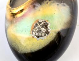 Mázas kerámia asztali dísz, 2 db, matricával jelzett, kopásnyomokkal, 10×8 és 24×14 cm