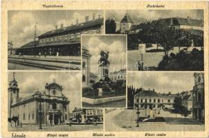 1947 Sárvár, Vasútállomás, Park, Fő tér, templom, Nádasdy vár (EK)