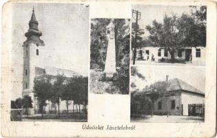 1942 Jásztelek, Római katolikus templom, Hősök szobra, emlékmű, üzlet (EM)