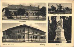 1938 Isaszeg, Községháza, Római katolikus templom, Állami elemi iskola, Hősök szobra, emlékmű